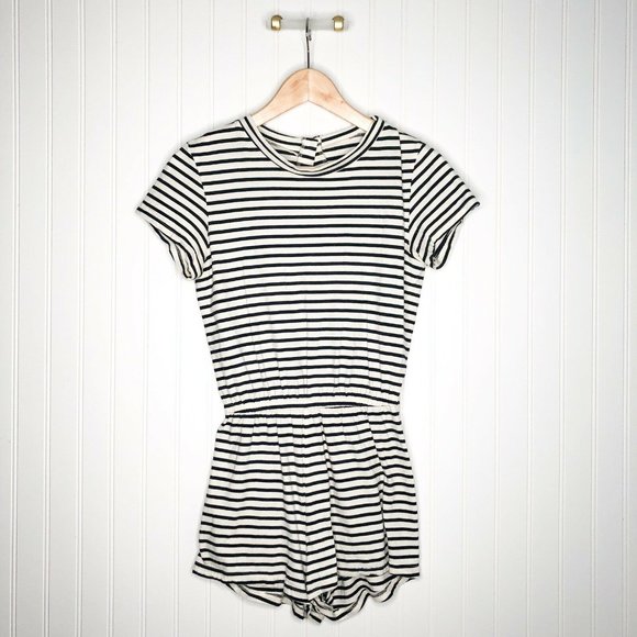 AMERICAN APPAREL small Black White Stripe Romper S - Picture 1 of 3